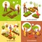 Gardening Isometric Concept Icons Set