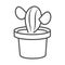 Gardening, potted cactus plant nature line icon style