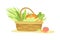 Gardening with Ripe Vegetable Crop in Basket as Plant Cultivation and Agriculture Vector Illustration