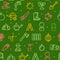Gardening Seamless Pattern Background on a Green. Vector