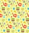 Gardening seamless pattern with garden tools. Spring endless backdrop.