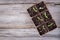 Gardening square organic planting pots with tomato plant sprout