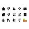 Gardening store categories black glyph icons set on white space