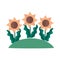 Gardening, sunflowers plantation environment nature flat icon style