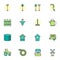 Gardening tool filled outline icons set