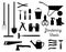 Gardening tools black silhouettes vector set