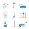 Gardening tools flat illustrations set