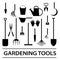 Gardening tools. Isolated design. Symbol collection. Ecology icon set. Eco flat vector icon. Flat collection with garden