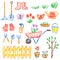 Gardening tools set. Garden or farm instruments. Like child hand drawing equipment.