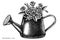 Gardening vintage vector illustrations collection. Black and white watering can.