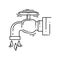 Gardening water tap hand drawn icon, outline black, doodle icon, vector icon