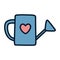 Gardening watering can tool heart love icon