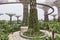 Gardens by the Bay, Singapore - March 28, 2013: Top view of Gardens by the Bay, people walking on the bridge of Super Trees and so