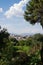 Gardens inside the Alhambra with Albaycin Backdrop, Granada, Spain