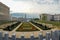 the Gardens of Mont des Arts and belfry of Town Hall ,Brussels, Belgium, Europe