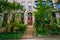 Gardens and row houses in Bolton Hill, Baltimore, Maryland