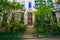 Gardens and row houses in Bolton Hill, Baltimore, Maryland