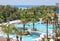 Gardens and swimming pools of hotels in south Turkey