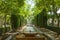 Gardens and water fountains near Almudaina Palace in Palma, Mallorca, Spain