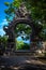 Gardian statue gate at entrance Bali temple