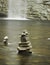 Gardiner, NY / USA - 05/29/20: a vertical image of a Cairn at the Awosting Falls