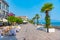 GARDONE RIVIERA, ITALY, JULY 23, 2019: Lakeside promenade at Gardone Riviera in Italy