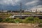 Gare du Nord. Railroad tracks. TGV train leaving. North Paris, France.