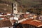 Garganta de la Olla torre de iglesia y tejados. Garganta de la Olla church tower and roofs