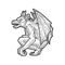 Gargoyle statue sketch vector illustration