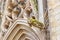 Gargoyles, which function as downspouts, protrude from the wall of Carcassonne Cathedral