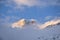 Garhwal Himalayas snow peak in the blue sky covered by the floating clouds in India