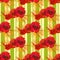 Garland of poppies and wheat. Seamless pattern