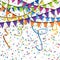 garlands, streamers and confetti background