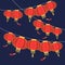 Garlands with traditional Chinese paper lanterns. Hand drawn vector illustration