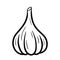 Garlic Black Line Icon for Animated Cartoon Food Ingredient and Spice Vector Illustration