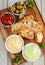 Garlic bread served with minty mayo and cheese dip