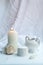 Garlic, concept of health, winter colds and treatments, winter decorations, candle, close-up, copy space