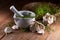 Garlic, coriander and thyme