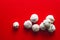 Garlic group on red background