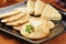 Garlic herb cheese and crackers