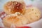 Garlic knots in a basket shallow depth of field