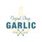 Garlic logo original design estd 1978, culinary spice retro emblem vector Illustration on a white background