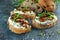 Garlic mushroom toast with creamy herbed ricotta chees spread