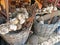 Garlic Strings in Cane Baskets, Athens, Greece