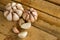 Garlic on the wooden background, Close up garlic on wooden table, Raw garlic in kitchen rooms