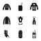 Garment icons set, simple style