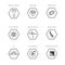 Garments fabric technology and properties vector icon set. Moisture Wicking, Anti Fungal, Anti Bacterial, Ion Emissions, Allergy