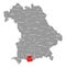 Garmisch-Partenkirchen county red highlighted in map of Bavaria Germany