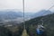 Garmisch-Partenkirchen, Germany - September 22nd 2015: Looking down towards Garmisch from inside one of the cars on the Wankbahn