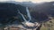 Garmisch Partenkirchen at Winter. Aerial view of Bavarian village in Alps mountains. Sunny day in Germany, Europe.